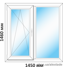 Окна на кухню WDS 400 1450х1460мм